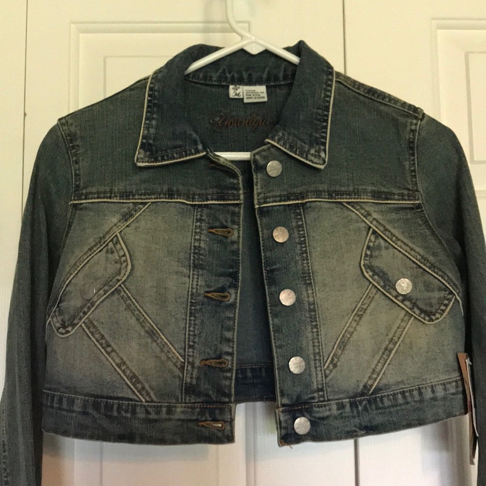 Younique Cropped Blue Jean Jacket